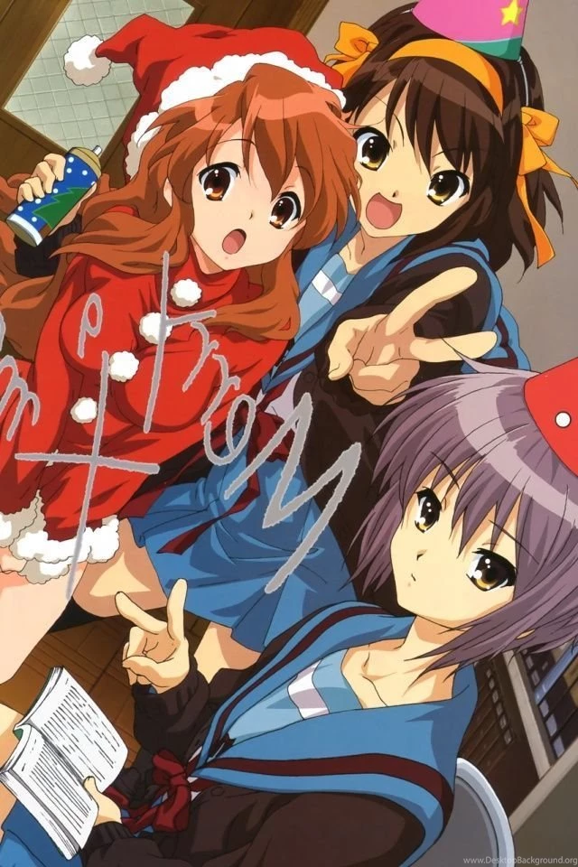 Christmas anime wallpaper.Haruhi Suzumiya iPhone 4 wallpaper.640x960.jpg