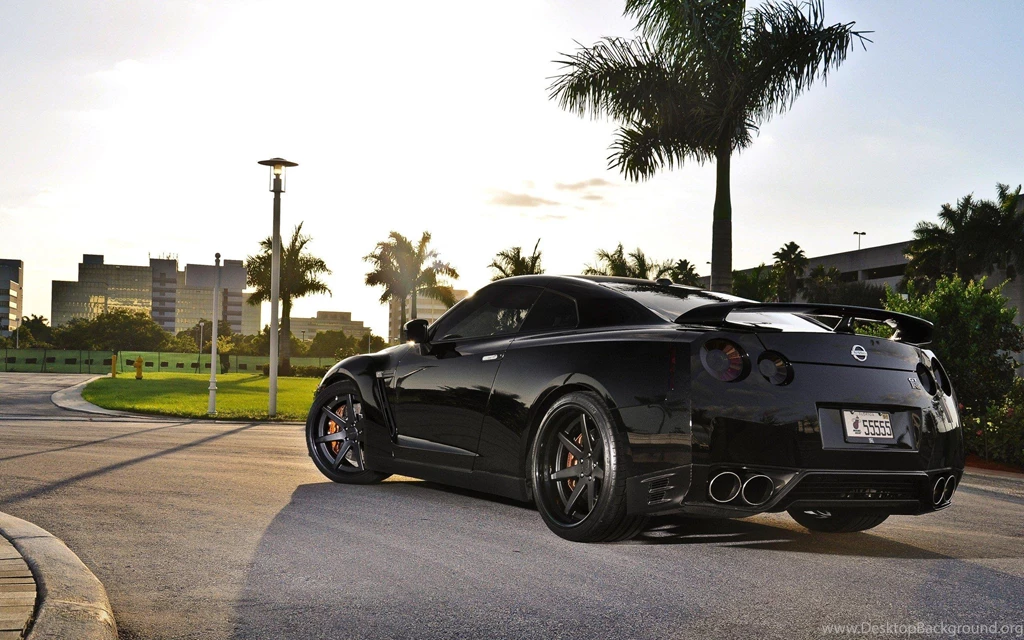 Cars Palm Trees Black Nissan Gtr Spec Natural Lighting R35 Gt Rear ...