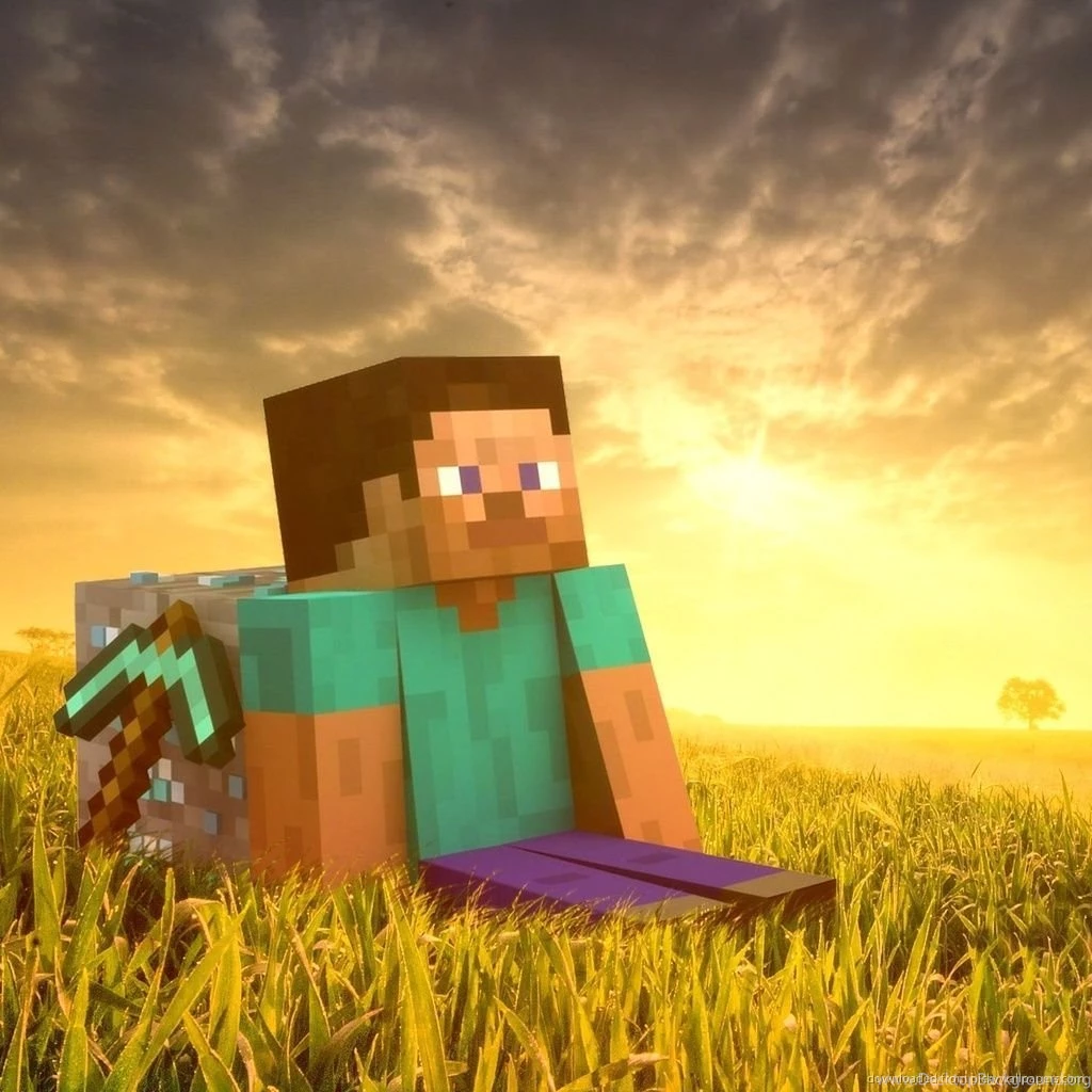 Download Minecraft Hero With A Diamond Block Wallpapers For IPad