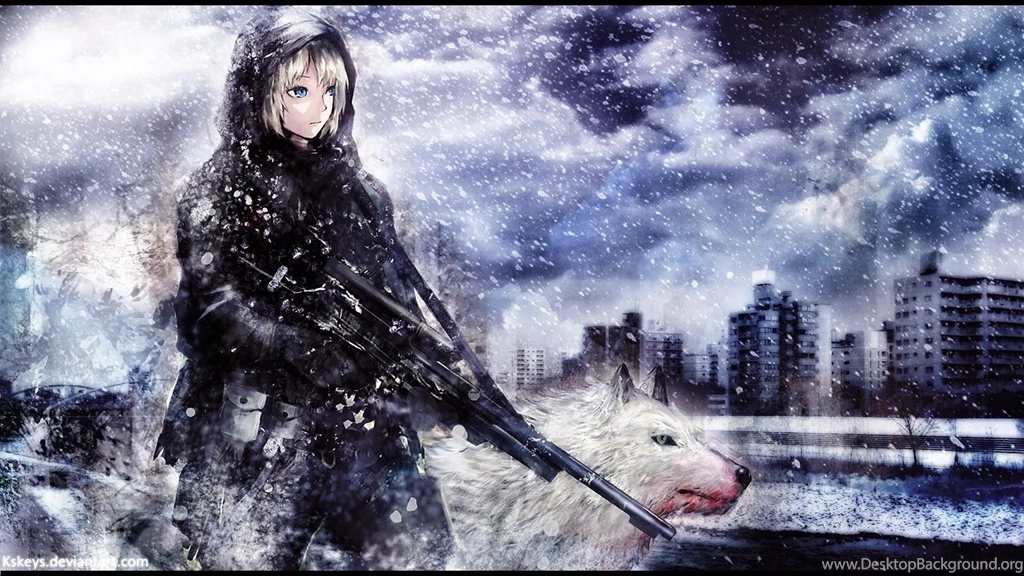 Wallpapers Snow Wolf Guns Buildings Jacket Girl Wallpapers ...