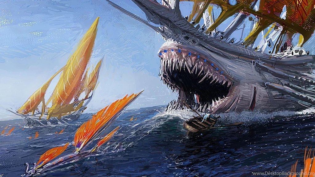 Download Wallpapers 1920x1080 Ship, Shark, Jaws, Boat, Sea Full HD ...