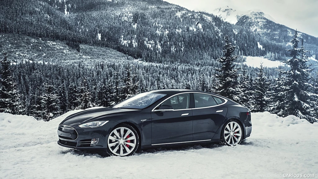 2015 Tesla Model S P85D In Snow Side
