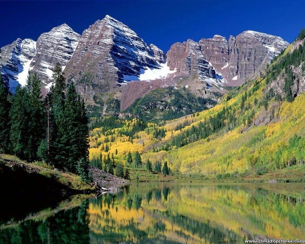 Desktop Wallpapers » Natural Backgrounds » Maroon Bells, White ...