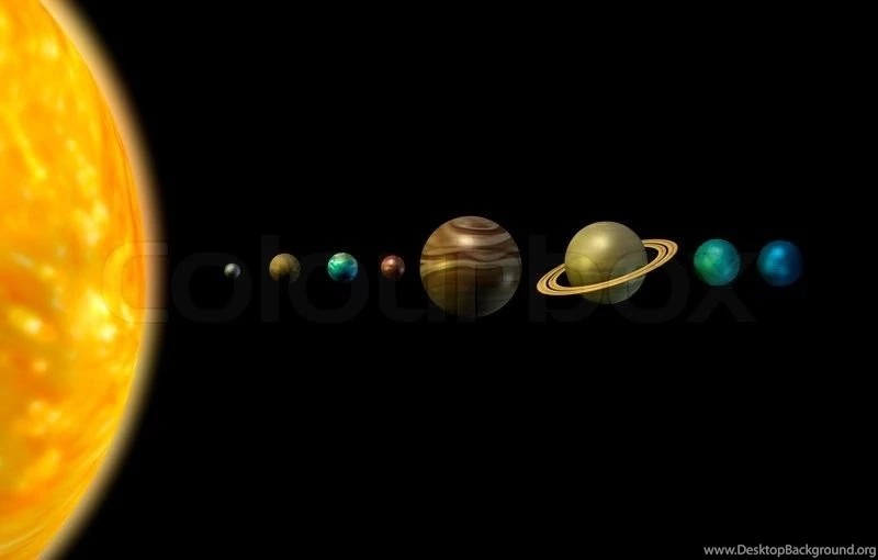 Solar System 3d Illustration Sun And Planets On Black Backgrounds ...