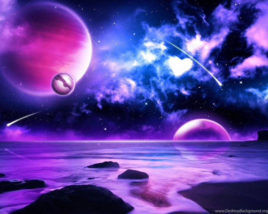 Purple Planet Meteors In Space Wallpapers
