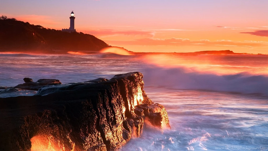 Download Wallpapers 1920x1080 Lighthouse, Rocks, Surf, Waves, Light ...