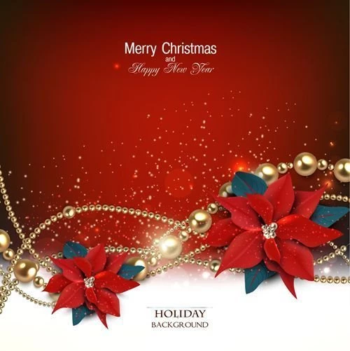 Jewelry And Flowers Red Xmas Backgrounds Vector 01 Vector ...