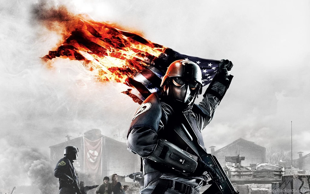 2560x1600 Fighter, War, Burning The Flag, Flag, Homefront, Machine ...