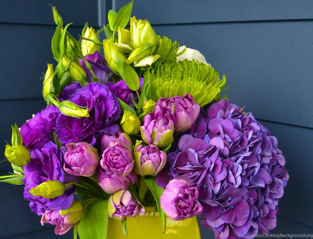 Bouquets Hydrangea Tulips Roses Chrysanthemums Eustoma Flowers ...