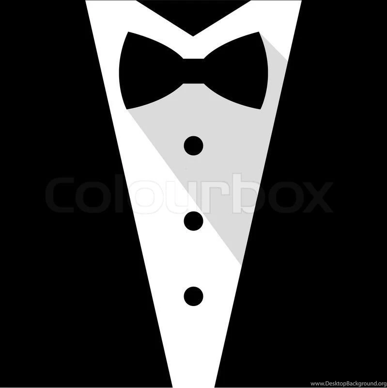 Black And White Bow Tie Tuxedo Illustration Flat Stock Vector