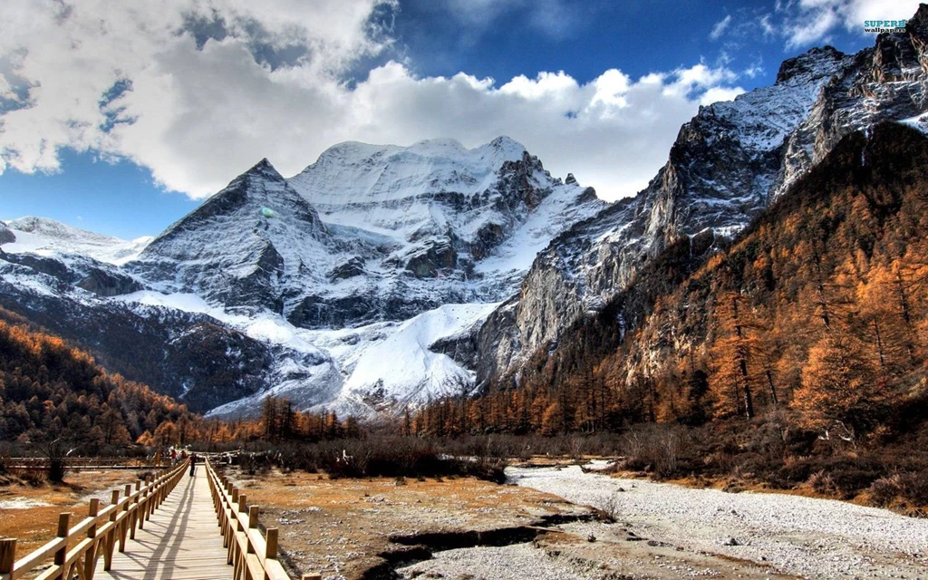 Mountains Clouds Landscapes Nature Snow Trees Skies Snowy ...
