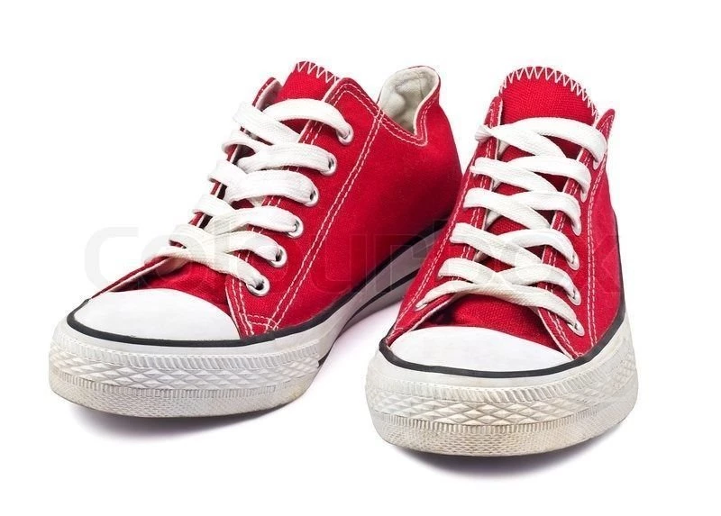 Vintage Red Shoes On White Backgrounds Stock Photo