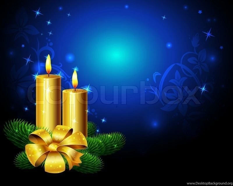 Blue Christmas Backgrounds With Golden Candle And Shining Lights ...