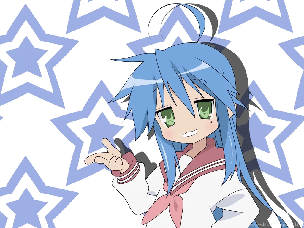 Stars Lucky Star Blue Hair Green Eyes Anime Izumi Konata Wallpapers ...