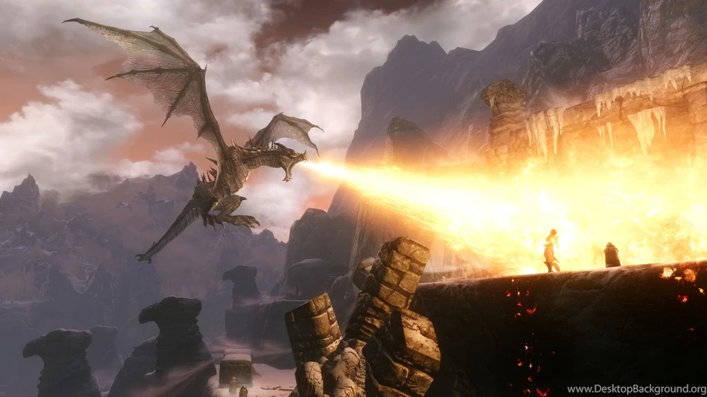 The Elder Scrolls Skyrim Dragon Skull Mountains Wallpapers ...