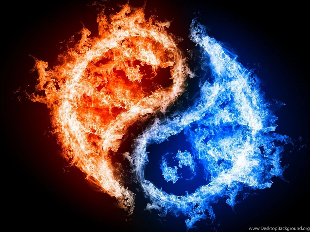 Tai Chi Graphic Blue And Red Flames Wallpaper,Graphic Wallpapers ...