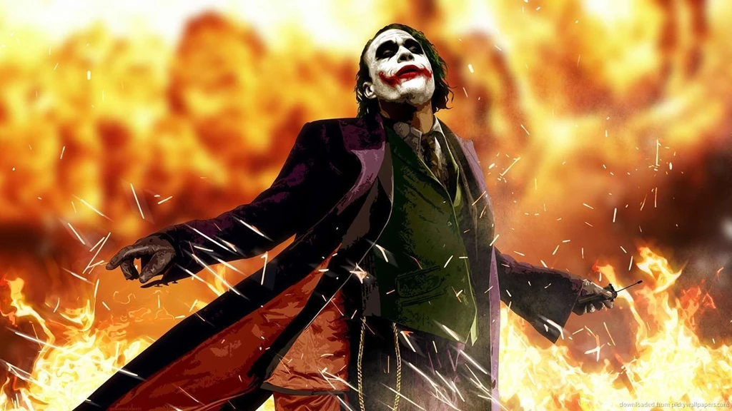 Download 1366x768 Joker In Flames Wallpapers