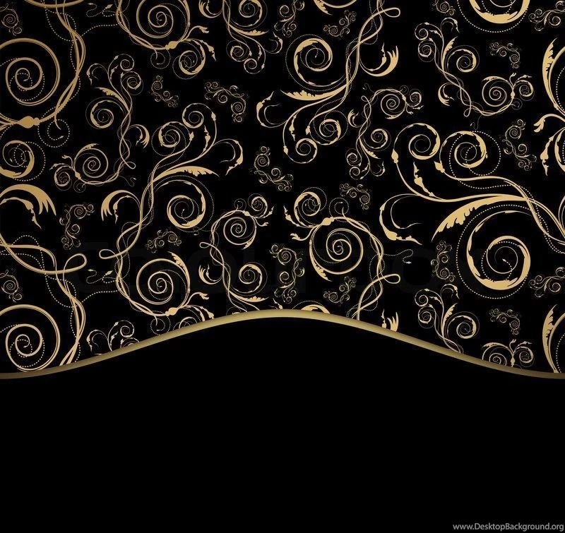 Decorative Black And Gold Backgrounds With Ornament Stock Photo