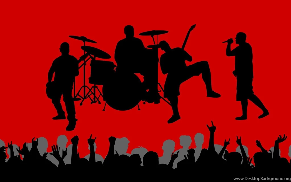 Music Vectors Shadows Crowd Band Red Backgrounds Wallpapers ...