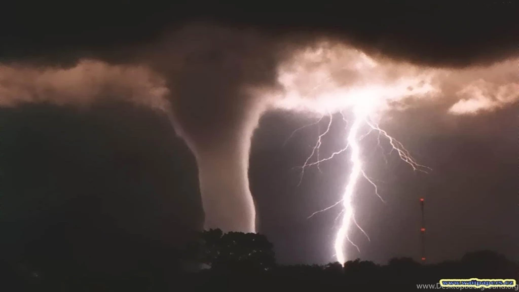 Tornado And Lightning Storm Wallpaper.