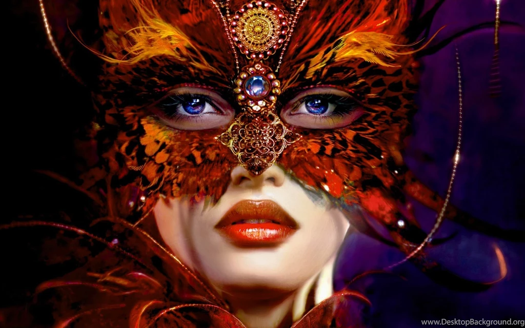 Download Wallpapers 2560x1600 Girl, Face, Mask, Masquerade, Blue ...
