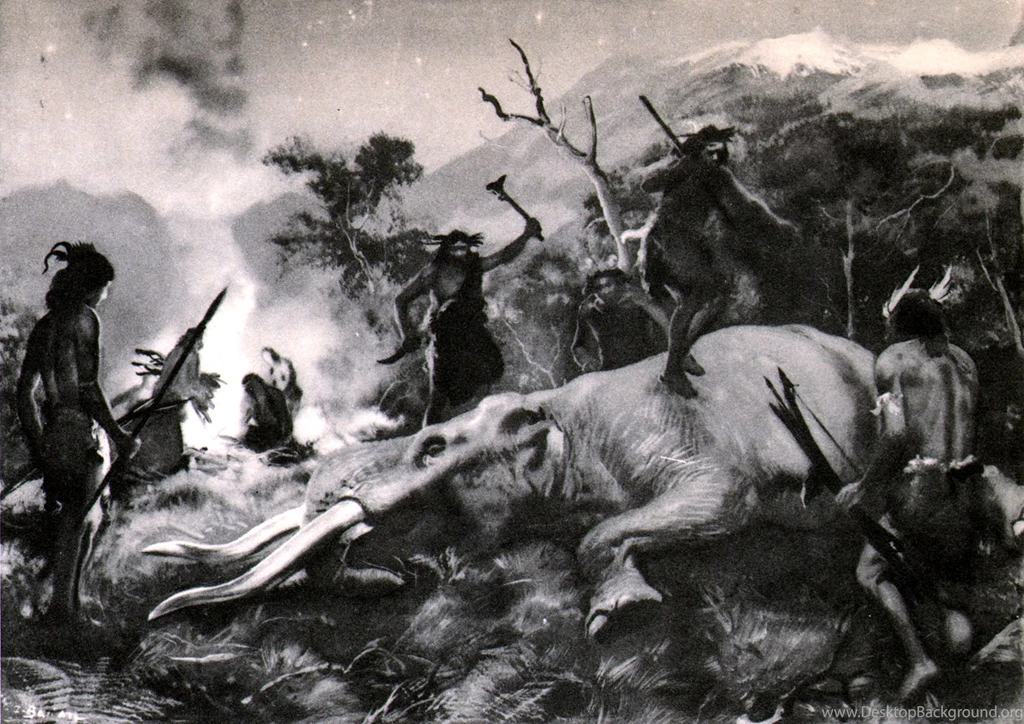 Wallpapers Pictorial Art Zdenek Burian Hunted Mastodon Image ...