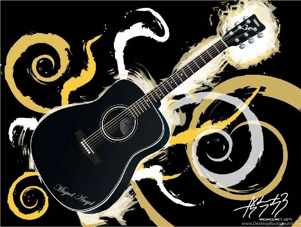 Cool Blue Acoustic Guitar Wallpaper Images