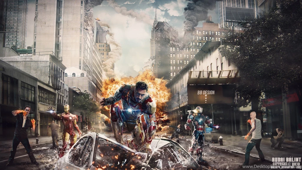 Iron Man Cars Explosions New York City Destroyed Robert Downey Jr ...