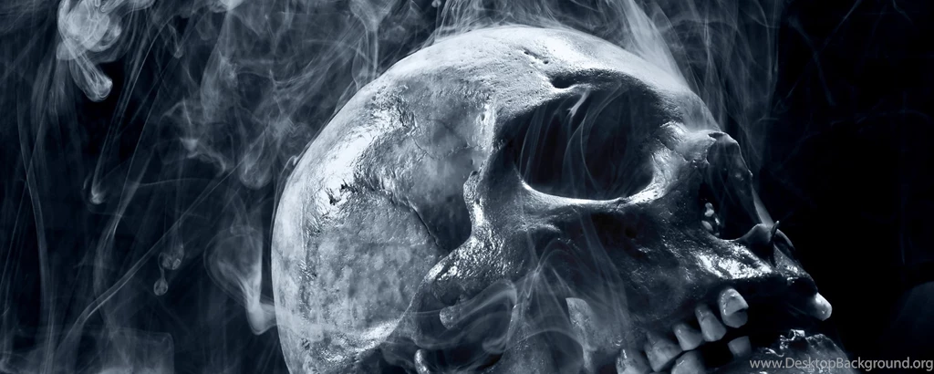 Download Wallpapers 2560x1024 Skull, Smoke, Blue, Scary, Death Dual ...