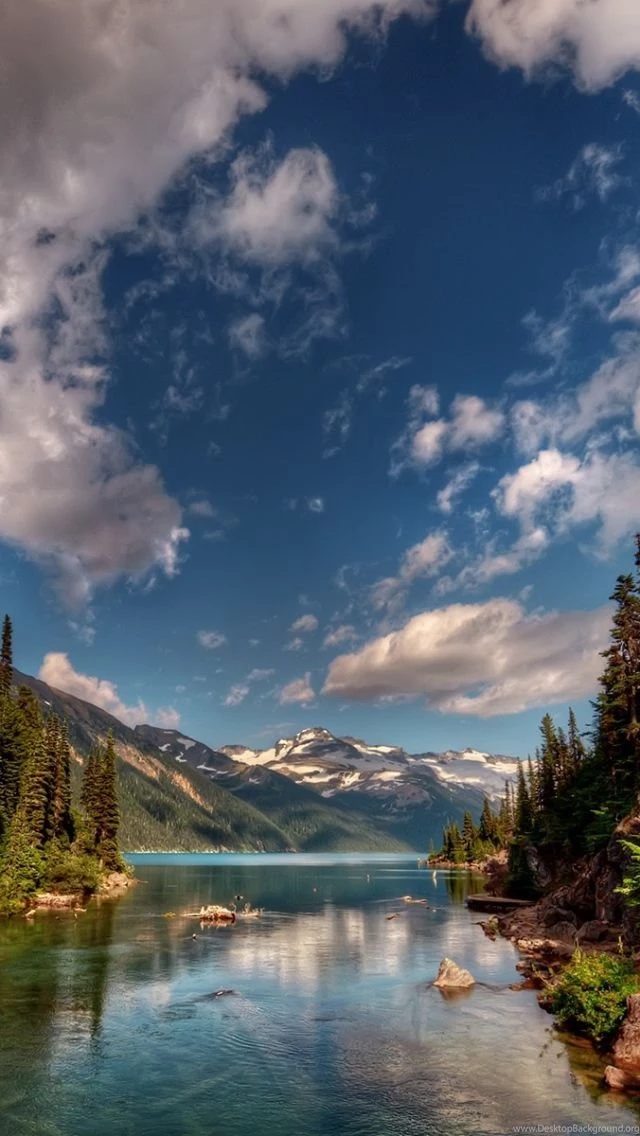 Download Wallpapers 640x1136 Mountains, Nature, Sky, River ...