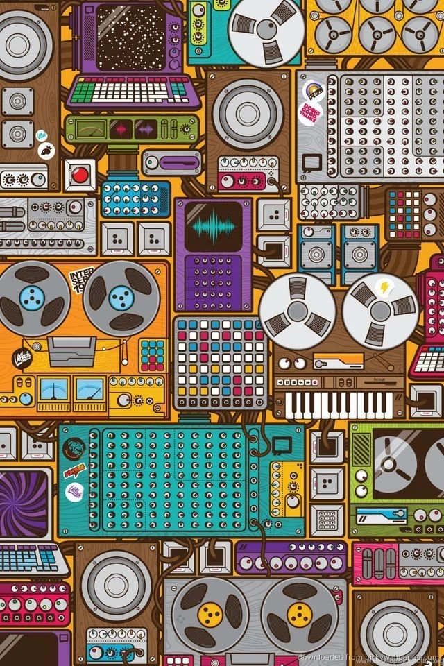 Download Retro Music Devices Pattern Wallpapers For iPhone 4