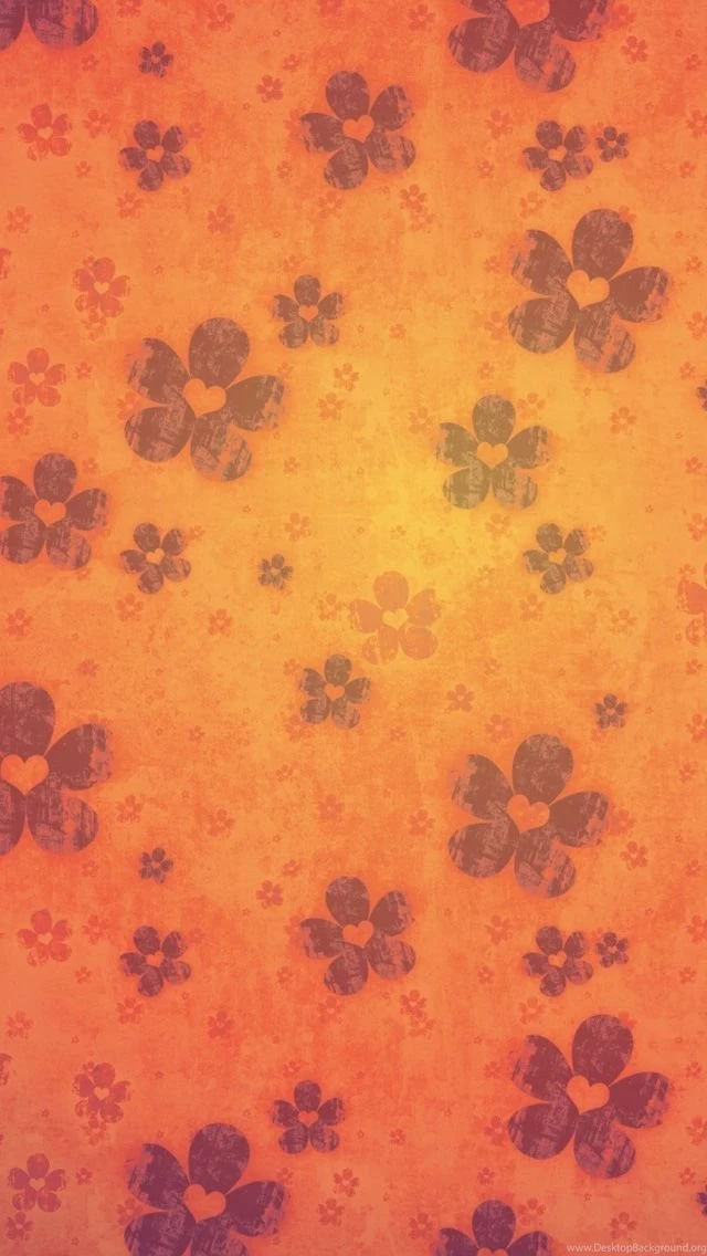 Retro Orange Flowers iPhone 5s Wallpapers Download