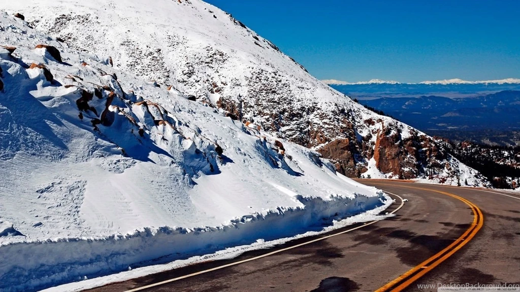 Winter Mountain Road HD Desktop Wallpapers : Widescreen : High ...