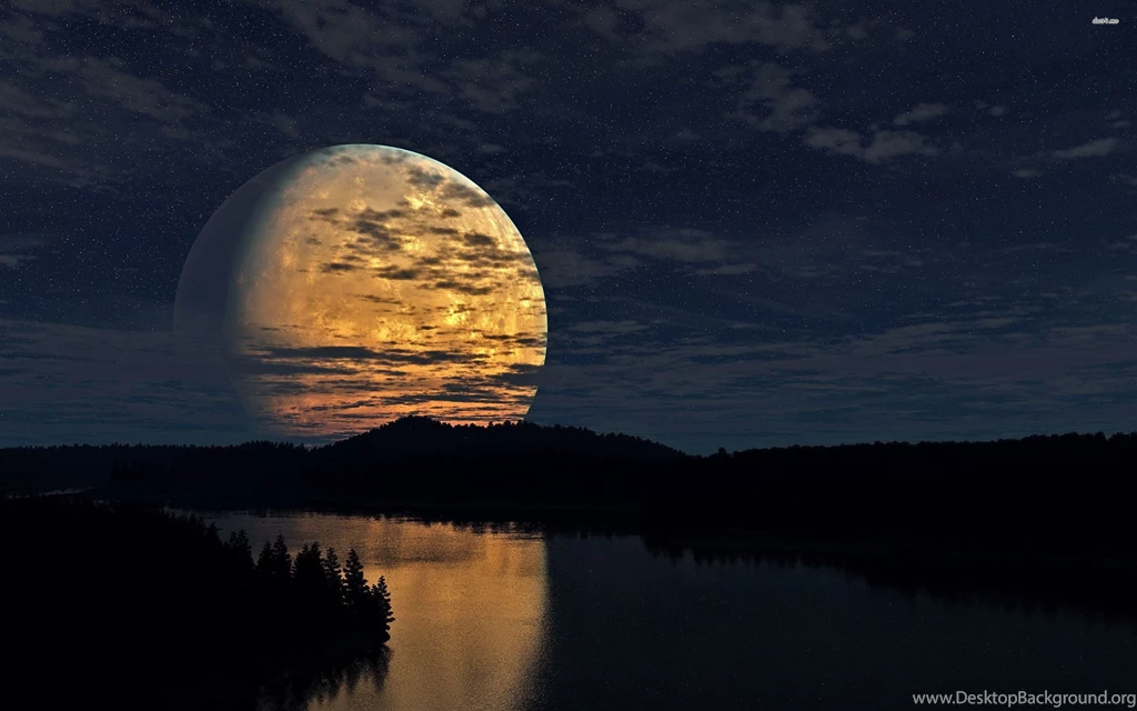 Full Moon Shining In The River Wallpapers Fantasy Wallpapers