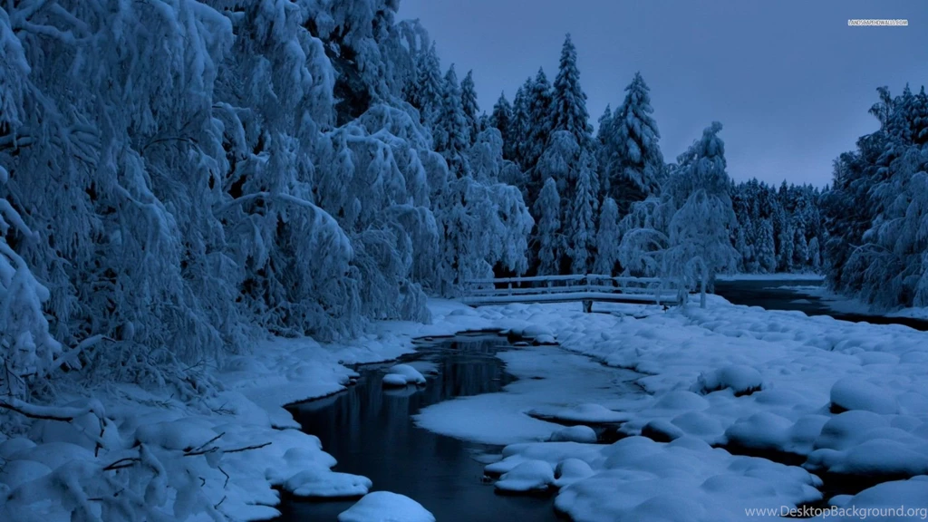 River On A Winter Night Wallpapers