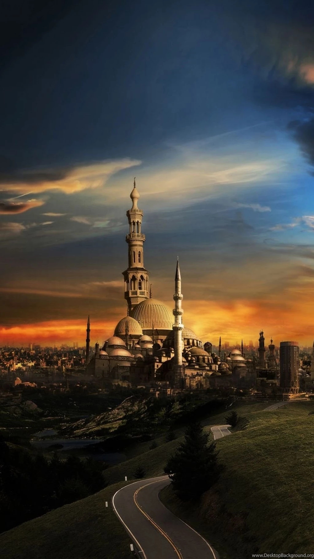 Download Wallpapers 1080x1920 Islam, Mosque, City, Sunset Sony ...