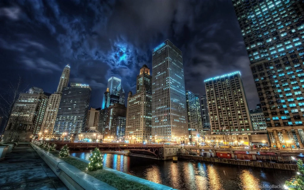 Wallpapers Night In Chicago City 1600 X 1000 Cities Metropolis ...