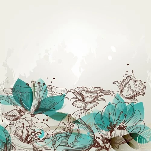 Hand Drawn Floral Backgrounds 03 Vector Background, Vector Floral ...