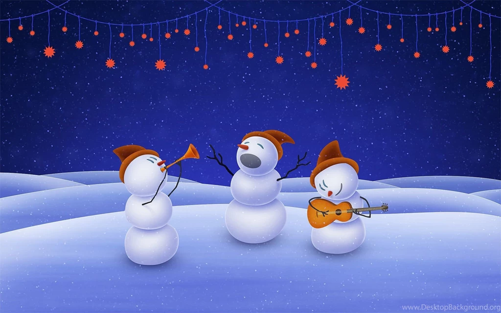 Snowman, Lights, Garland, Holiday, Minimalist Wallpaper, Hd Backgrounds