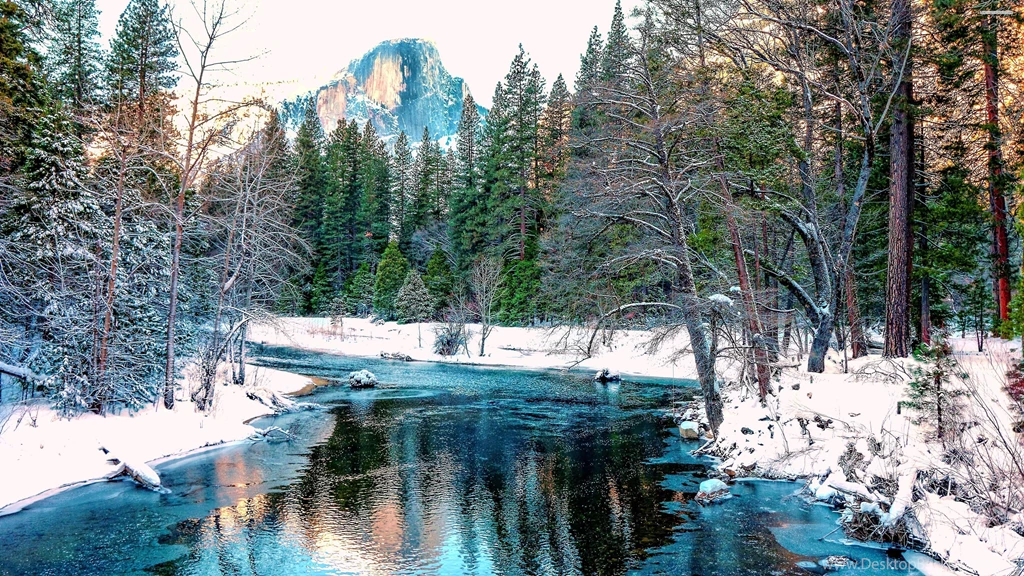 Amazing Blue River In The Winter Forest Wallpapers