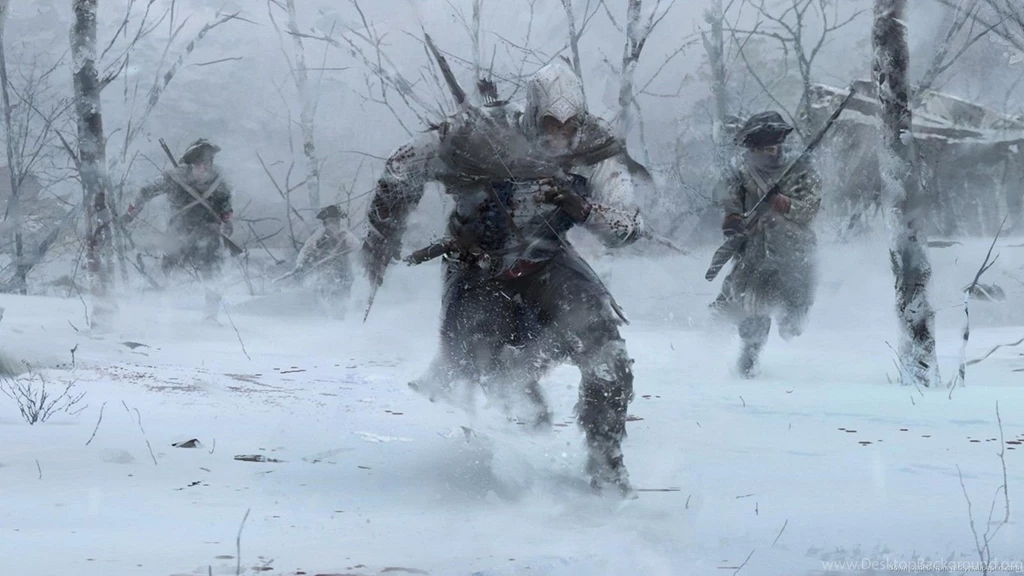 Download 1600x900 Assassins Creed 3 Winter Forest Run Wallpapers