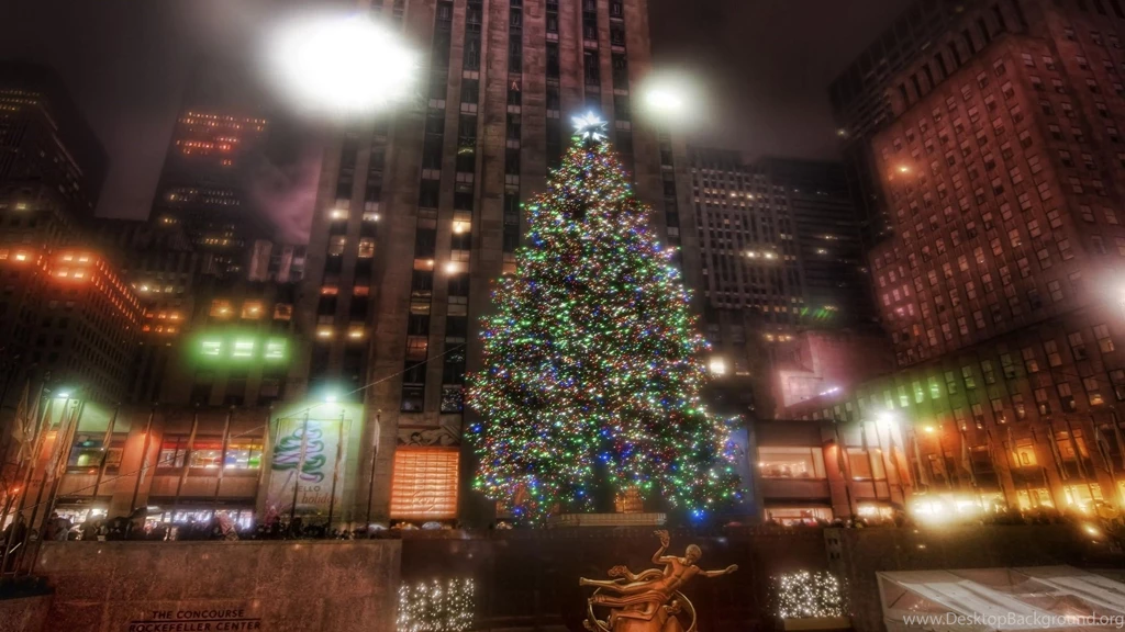 Download Wallpapers 2560x1440 Tree, Street, City, Lights, Holiday ...