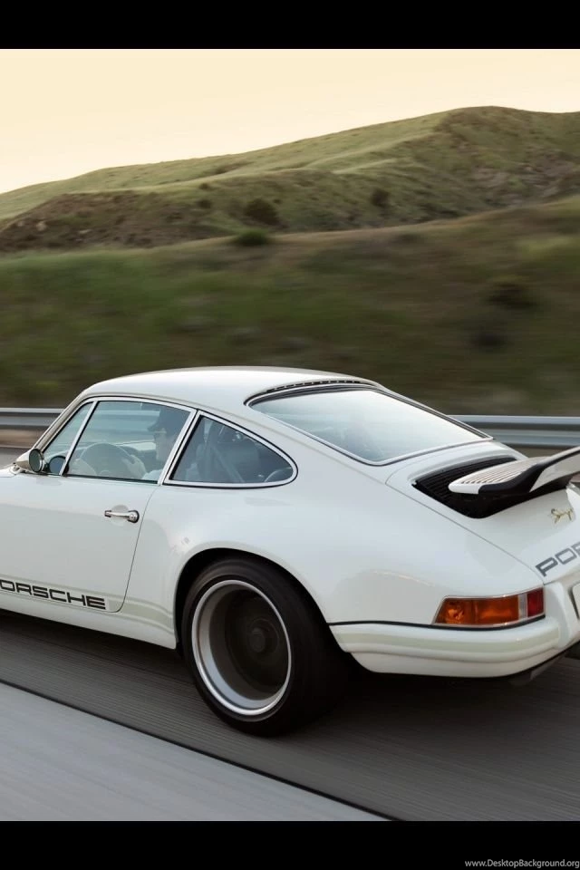 640x960 White Singer Porsche 911 Side Road Iphone 4 Wallpapers