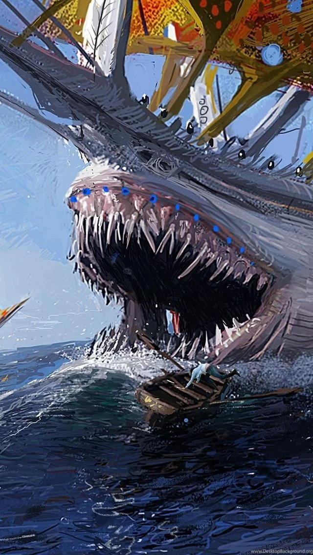 Download Wallpapers 640x1136 Ship, Shark, Jaws, Boat, Sea iPhone 5S ...