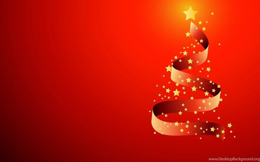 Ribbon As A Christmas Tree On Red Backgrounds On Christmas ...