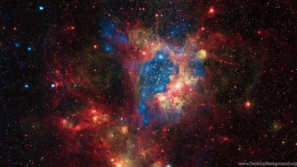 Download HD Space Universe Stars Nebula In Red Yellow And Blue ...