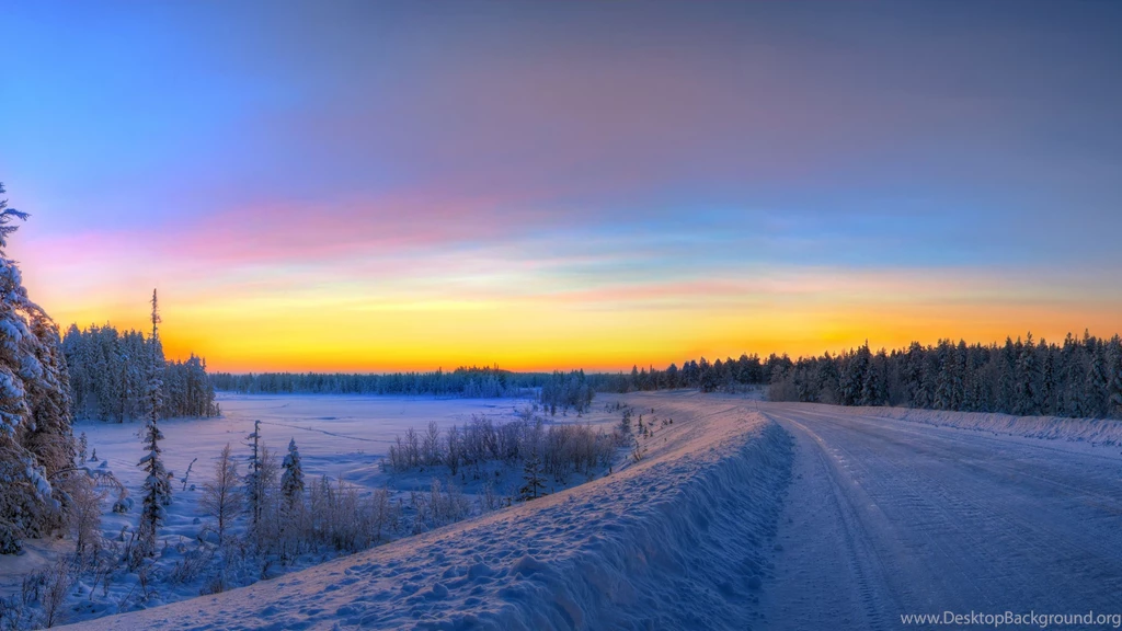 Download Wallpapers 3840x2160 Panorama, Sunset, Road, Winter ...