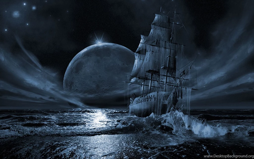 Gothic Ship Moon 3d Wallpapers