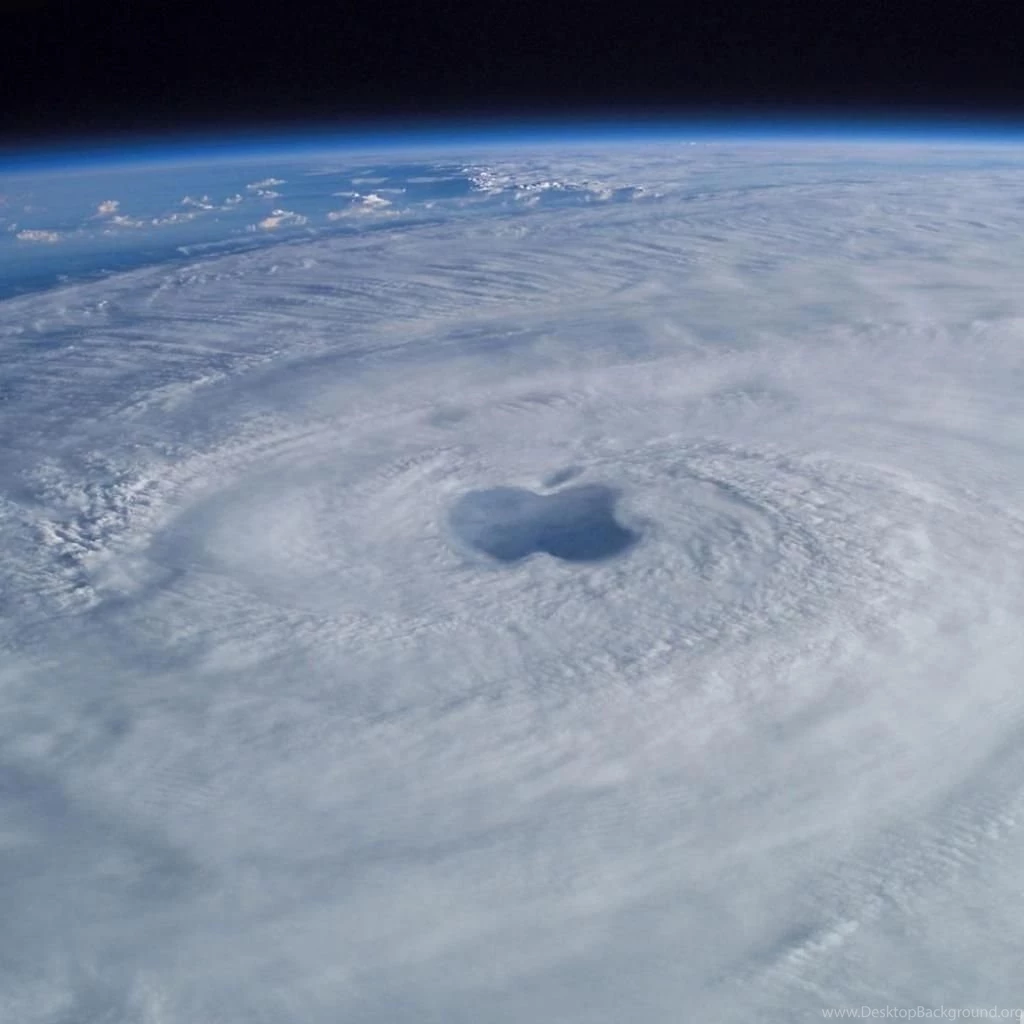 Apple Logo Space Hurricane iPad Wallpapers Download