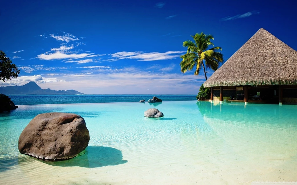Bungalow In Blue Ocean Water Wallpapers Full HD [2560x1600]   Free ...